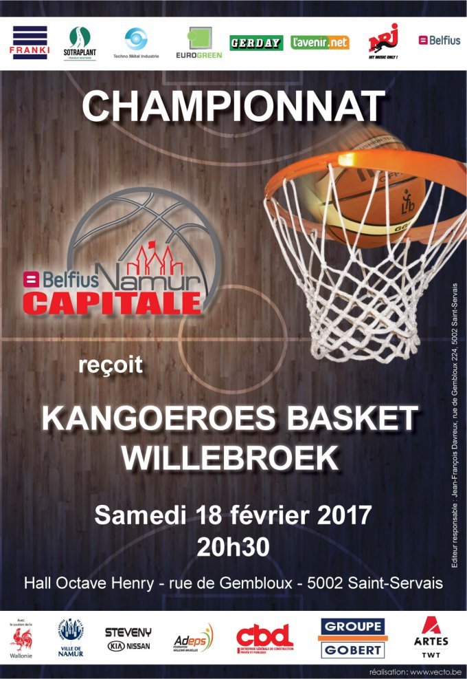 Live TV - Belfius Namur face à Kangoeroes Willebroek (20h30)