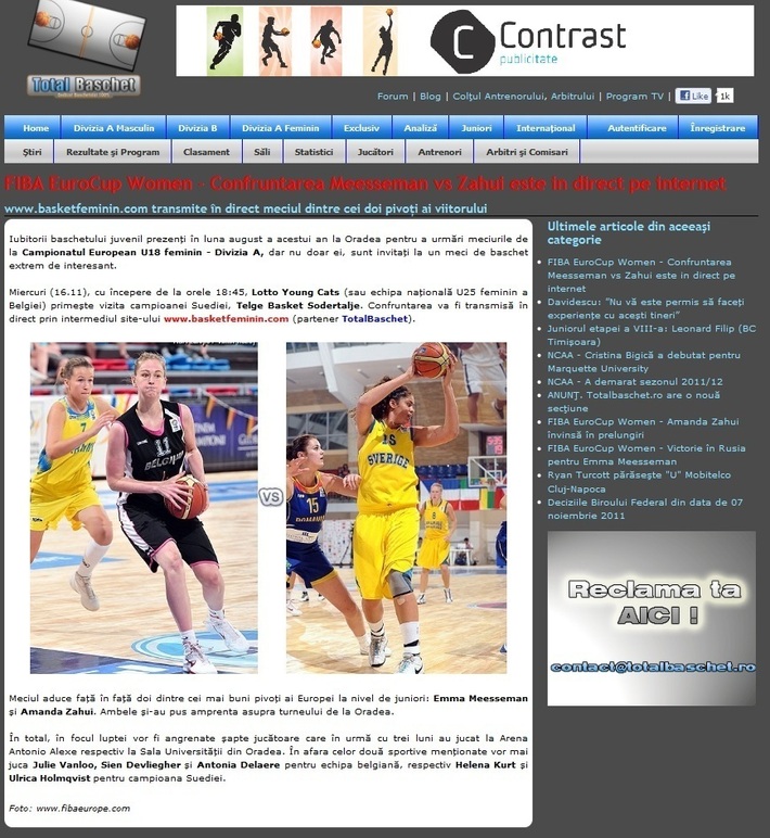 Suivi jusqu'en Roumanie avec notre partenaire totalbaschet.ro Suivi jusqu'en Roumanie avec notre partenaire totalbaschet.ro