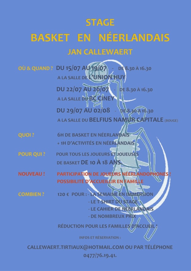 Dans vos agendas - Stage Jan Callewaert en néerlandais