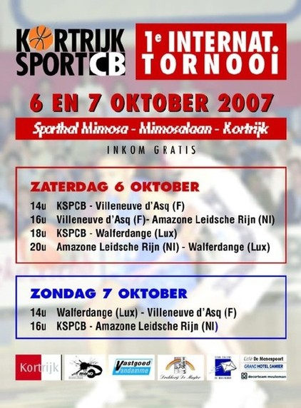 Tournoi international de Kortrijk Sport les 6 et 7 octobre Tournoi international de Kortrijk Sport les 6 et 7 octobre