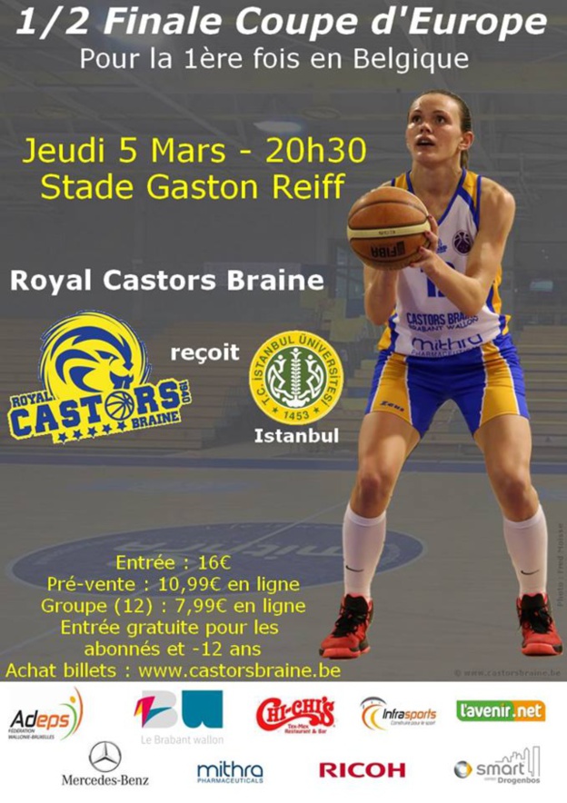 Eurocup - Castors Braine/Istanbul Univ. - Les places pour la demi-finale déjà en prévente Eurocup - Castors Braine/Istanbul Univ. - Les places pour la demi-finale déjà en prévente