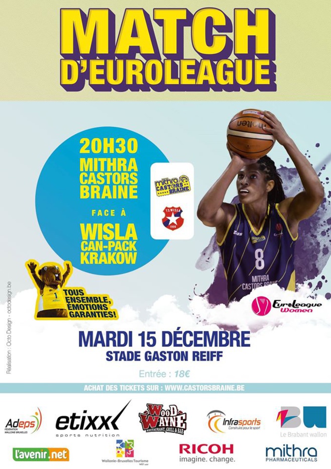 Euroleague - Mithra Castors Braine face à Wisla Cracovie pour continuer à espérer