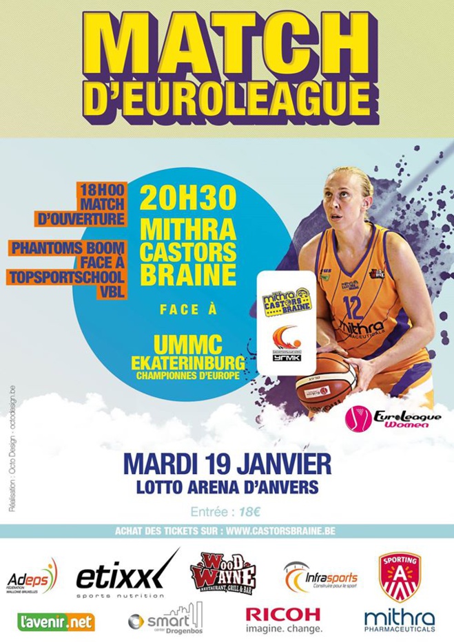 Mithra Castors Braine, face à Eka mardi à la Lotto Arena d'Anvers Mithra Castors Braine, face à Eka mardi à la Lotto Arena d'Anvers