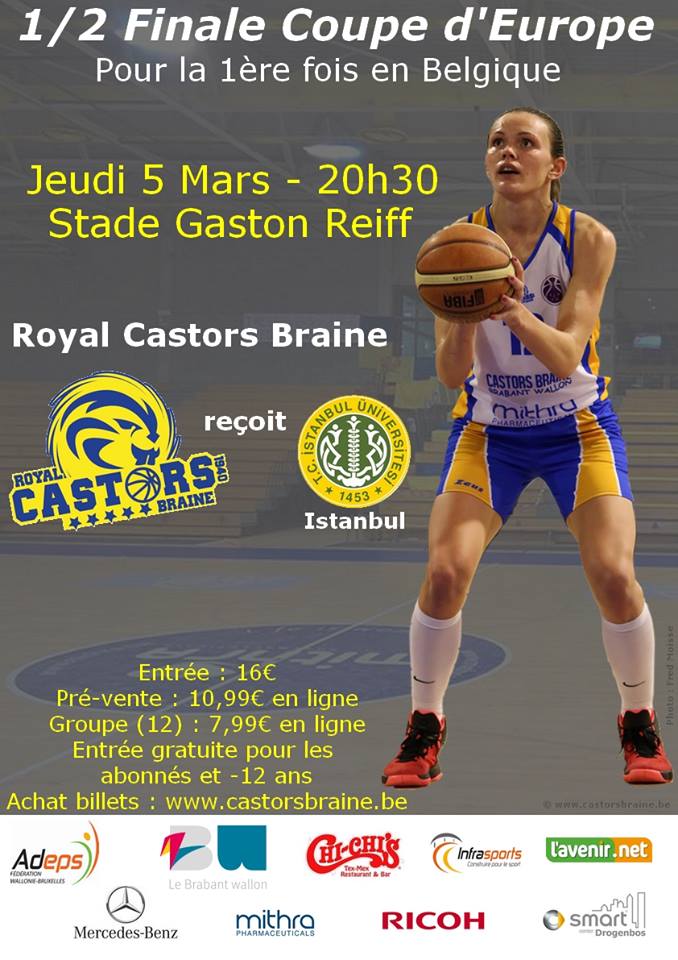 Eurocup - Castors Braine/Istanbul Univ. - Les places pour la demi-finale déjà en prévente