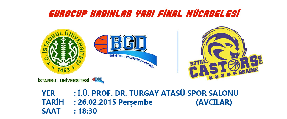 TV Live - Eurocup - Istanbul Univ. (Tur) / Castors Braine