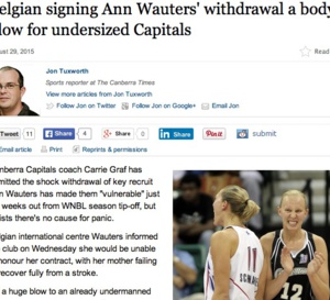 Ann Wauters a informé Canberra Capitals qu'elle n'irait pas en Australie