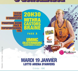 Mithra Castors Braine, face à Eka mardi à la Lotto Arena d'Anvers
